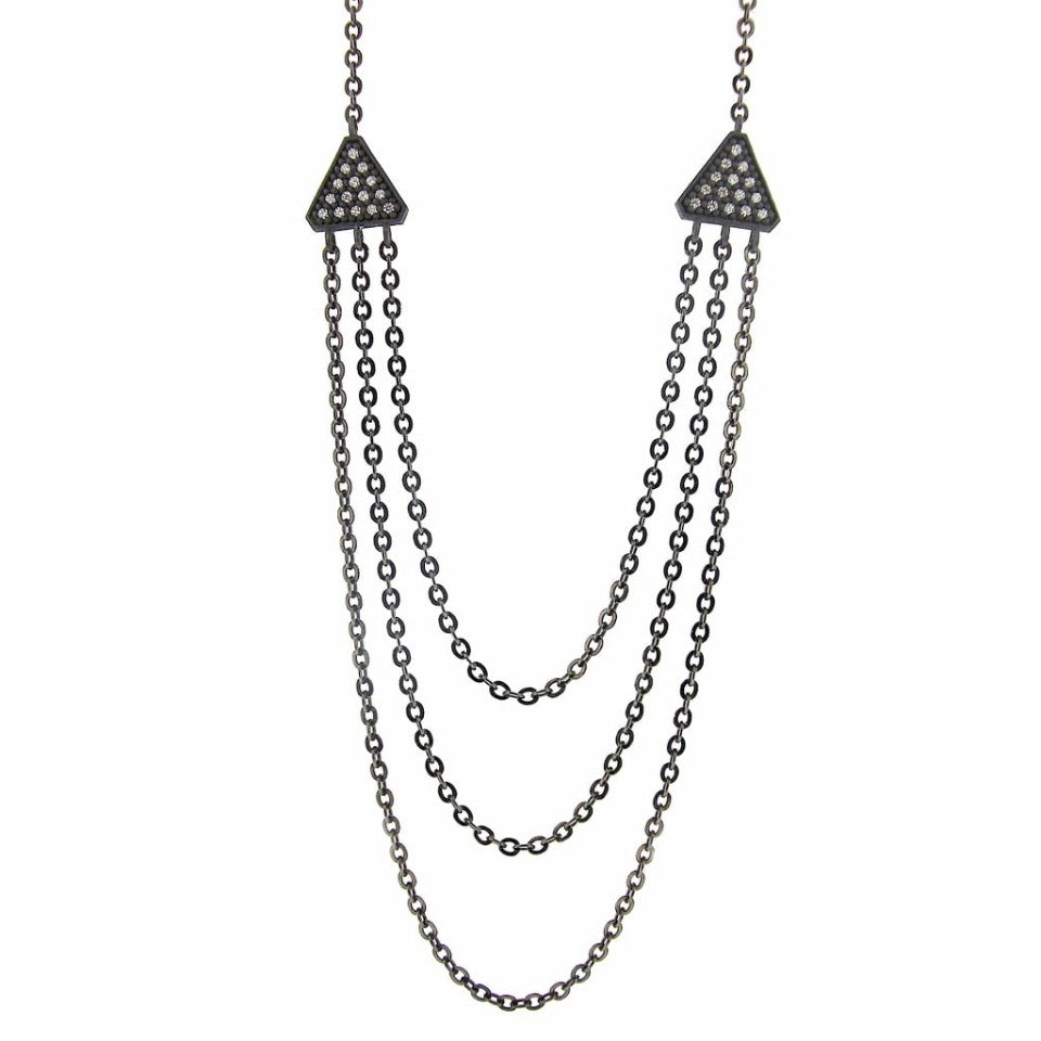Series 40 - Tri | Necklace, Blackened Silver + .21 tcw. Diamond