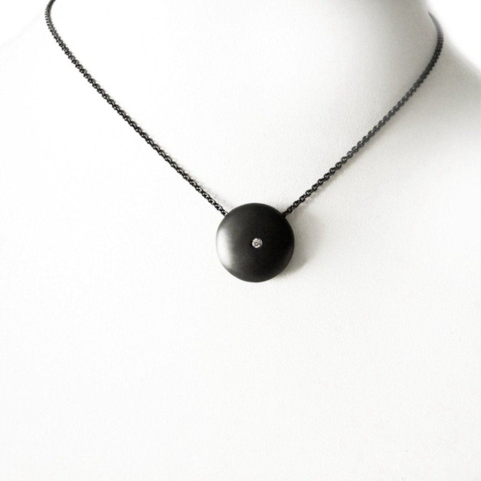Series 44- Ellipse | Pendant, Blackened Silver + Diamond