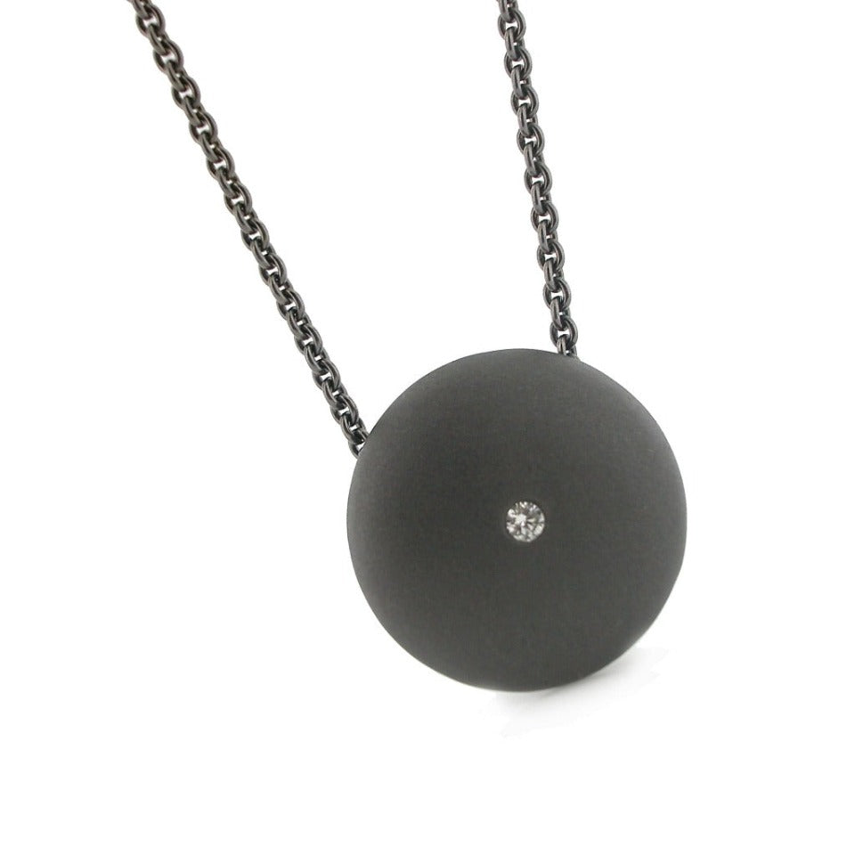 Series 44- Ellipse | Pendant, Blackened Silver + Diamond