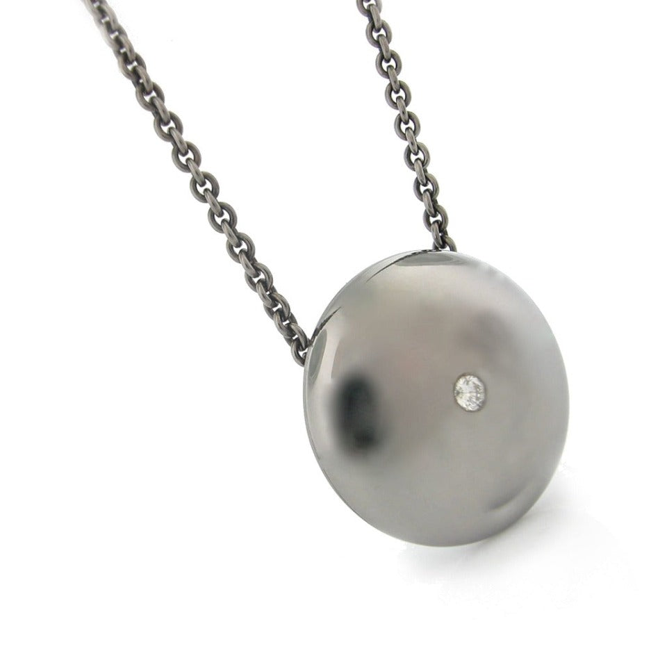 Series 44- Ellipse | Pendant, Blackened Silver + Diamond