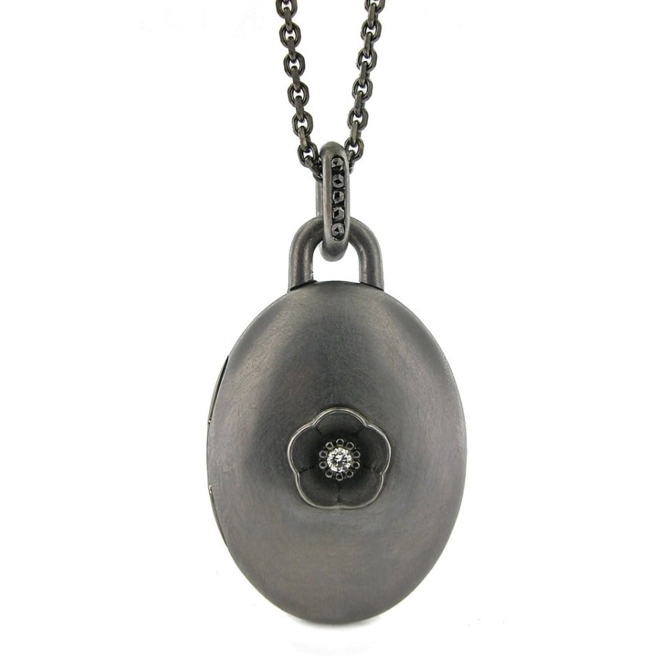Series 46 - Cherry Blossom | Locket 2, Blackened Silver + Fancy Diamonds