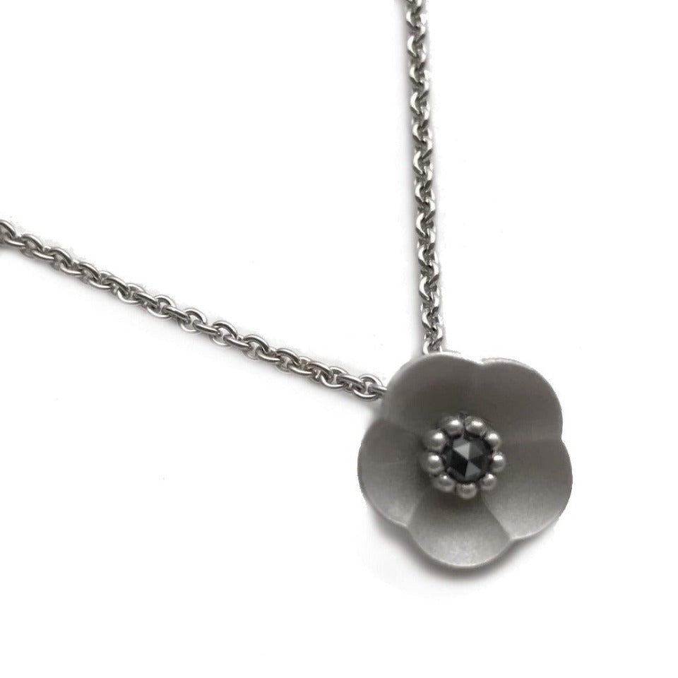 Series 46 - Cherry Blossom | Pendant,  Silver + Black Rose Cut Diamond (SML)
