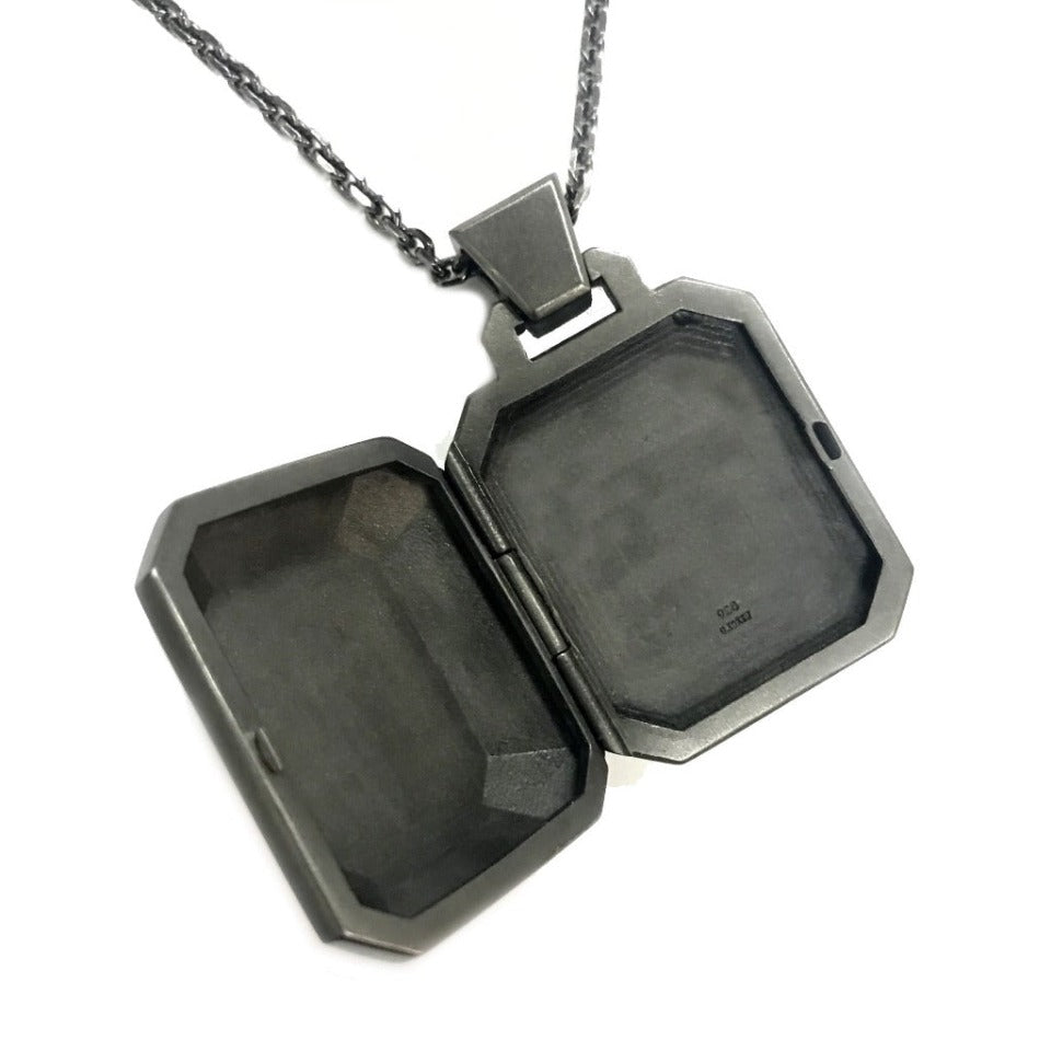 Series 48 - Emerald Shape | Locket 1,  Blackened Silver