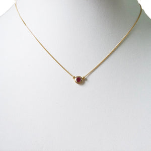 Series 8 - Simplicity | Double Bezel, Solitaire Pendant in 18k, Plat. + Ruby