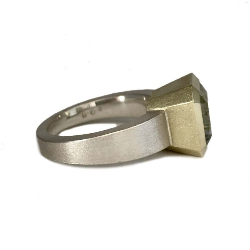 Custom S20 Ring | Bezel Set, 14k Gold, Silver + Quartz or Topaz