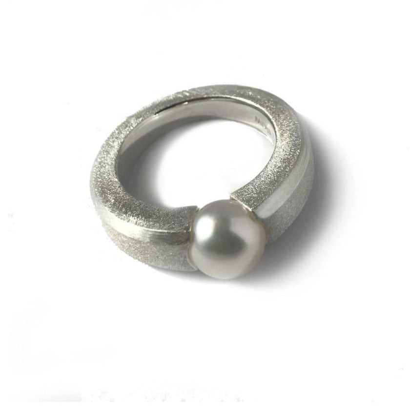 Custom Tension Set | Pearl Ring, Sterling Silver, 8.3 mm South Sea Pearl