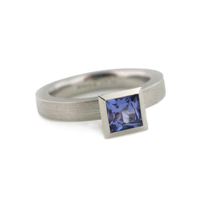 Series 17 - Squared | Modern Ring, Platinum + Princess-cut .75 ct. Tanzanite