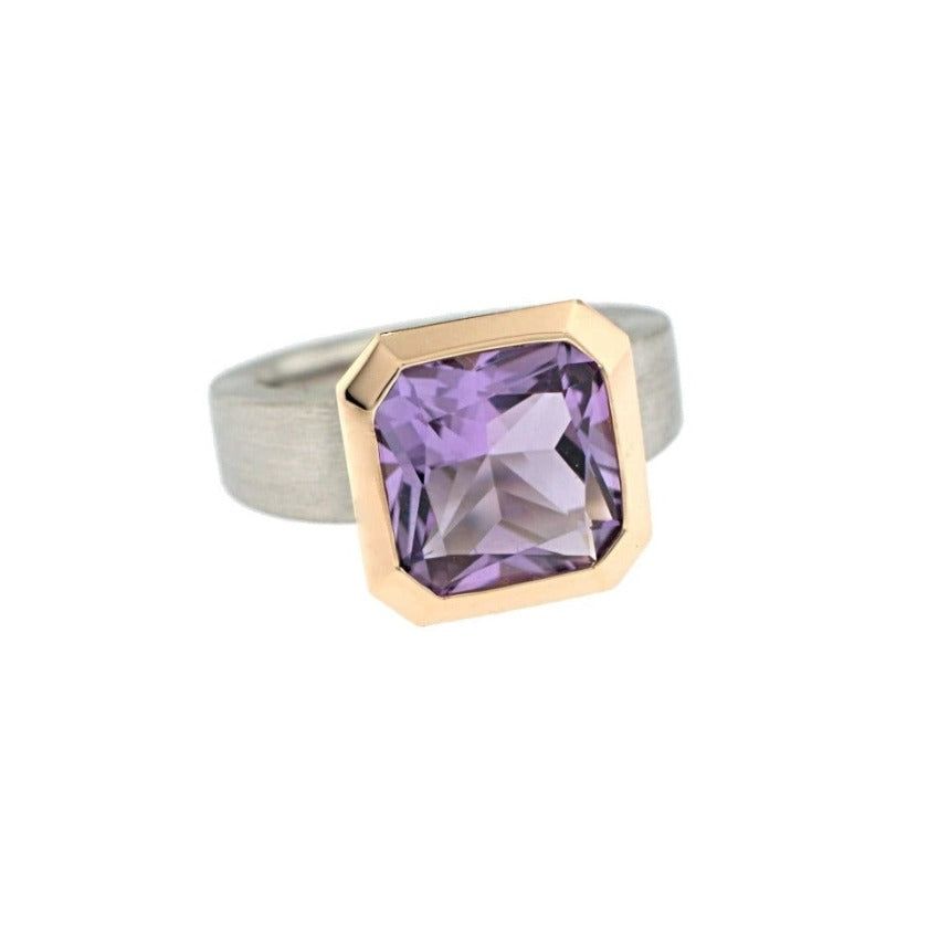 Series 20 - Oblique Grand | Ring, 14k Rose, Pd. + 10 mm Lavender Amethyst (SIZE 6.75)