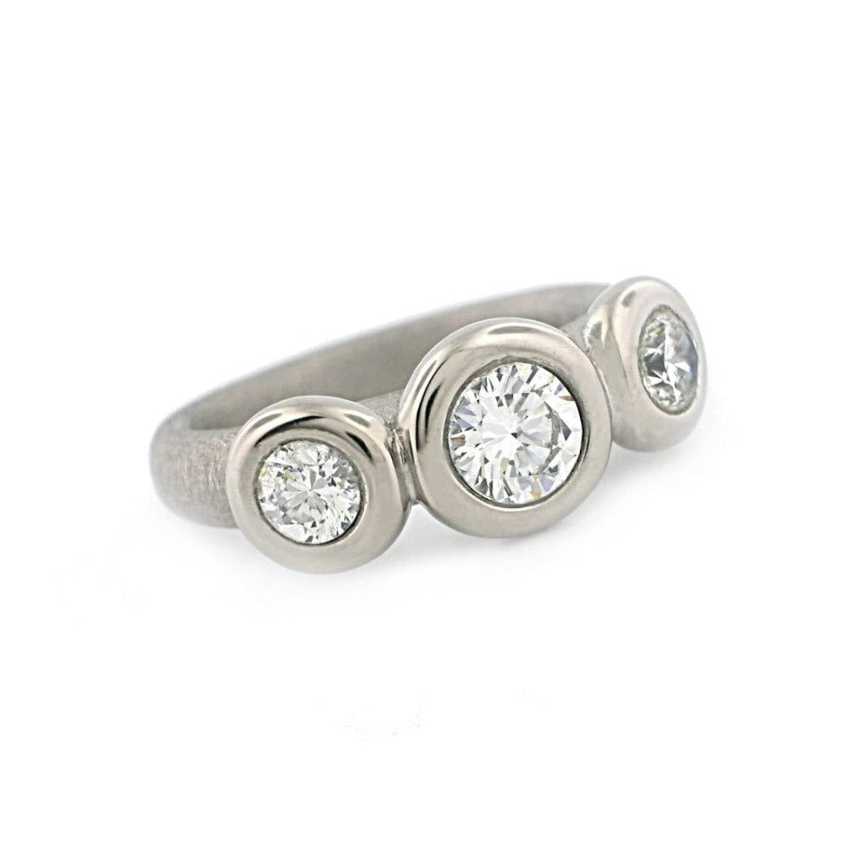 Series 41 - Arc | 3 Stone Engagement Ring, Palladium Mounting