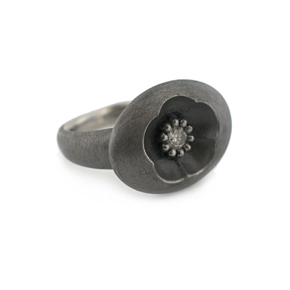 Series 46 - Cherry Blossom | Ring, Blackened Silver + .09 ct. Diamond