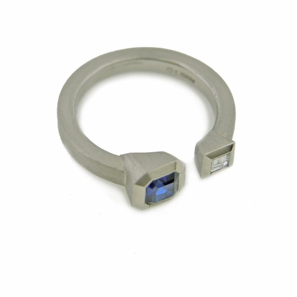 Series 55 - Elemental | Open Ring, Pd. + Sapphire, Diamond