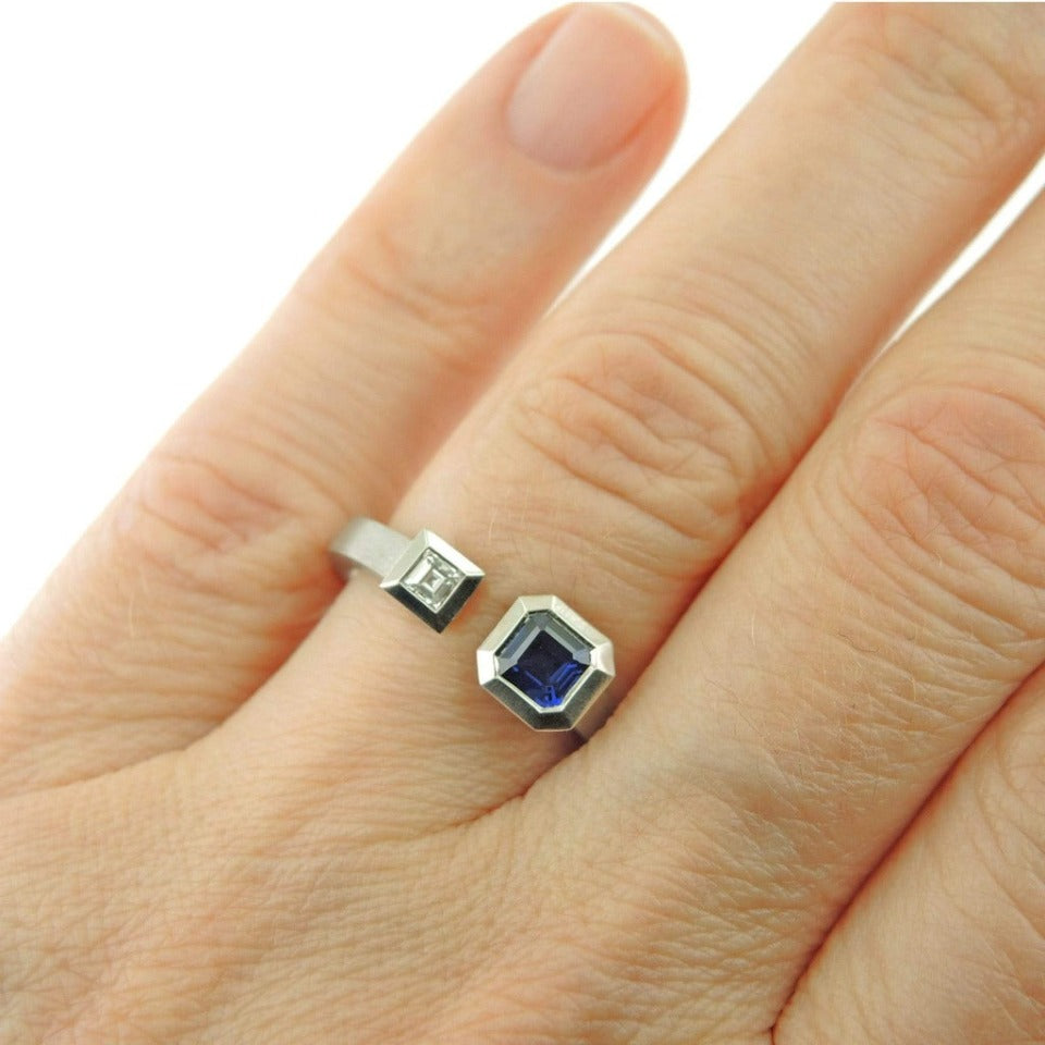 Series 55 - Elemental | Open Ring, Pd. + Sapphire, Diamond