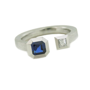 Series 55 - Elemental | Open Ring, Pd. + Sapphire, Diamond